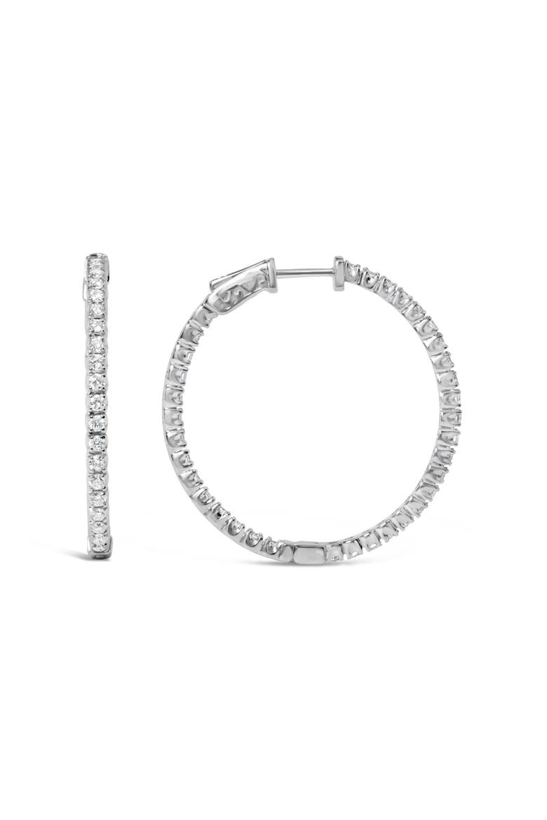 14K White Gold 1 3/4 Cttw Lab Grown Diamond Inside Out Hoop Earrings, Main, color, White