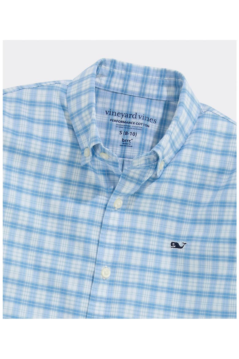 Kids' Lowcountry Plaid Performance Cotton Shirt, Alternate, color, DEL MAR BLUE
