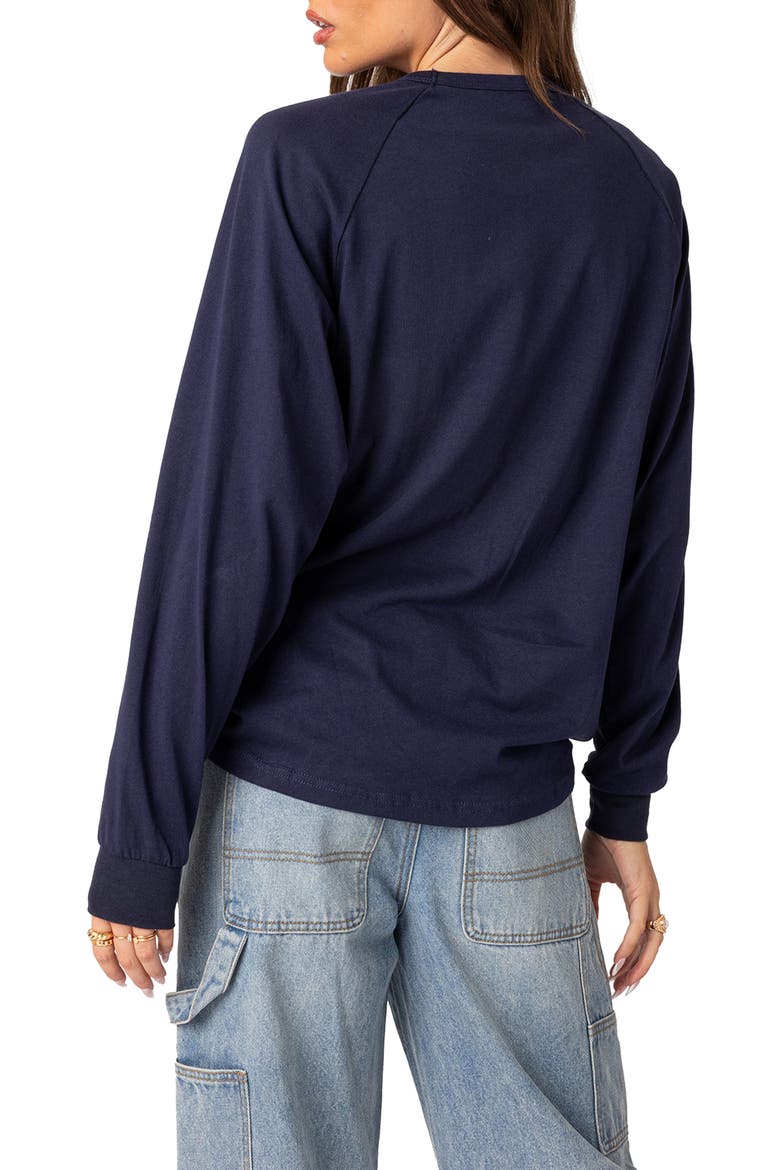 80 Oversize Long Sleeve Cotton Graphic T-Shirt, Alternate, color, NAVY