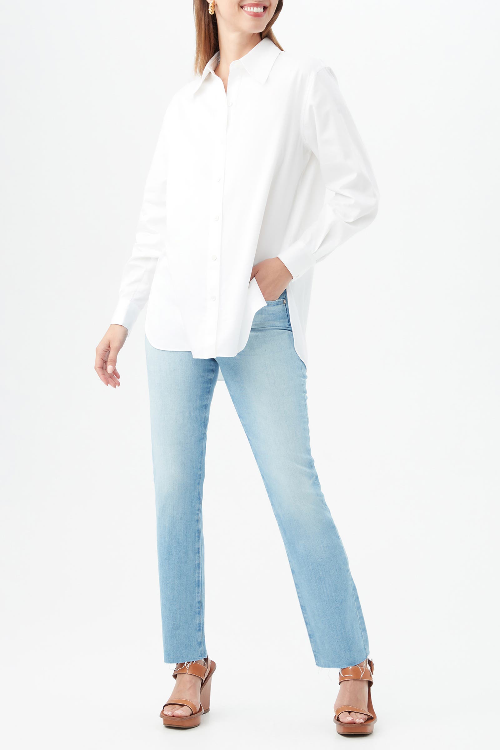 Litsa Oversized Poplin Button Up Top - image 4