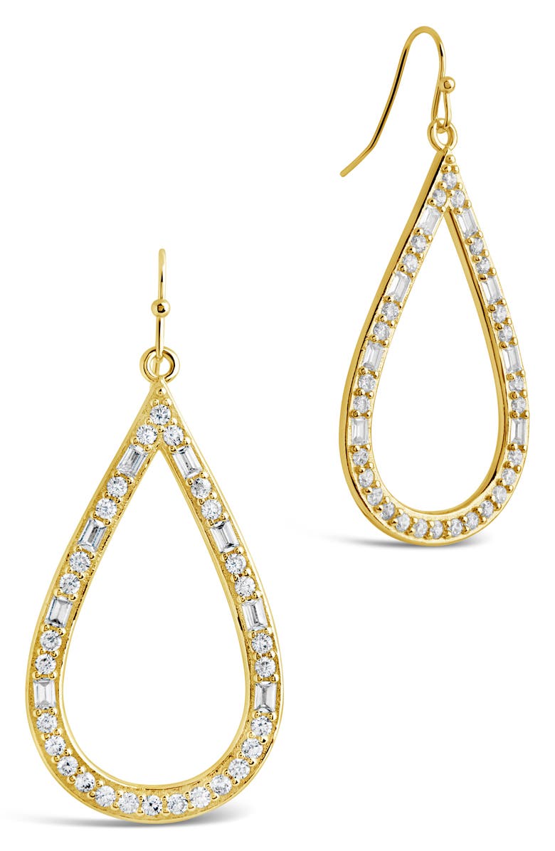 Sterling Forever Evangeline Cubic Zirconia Teardrop Earrings, Main, color, Gold