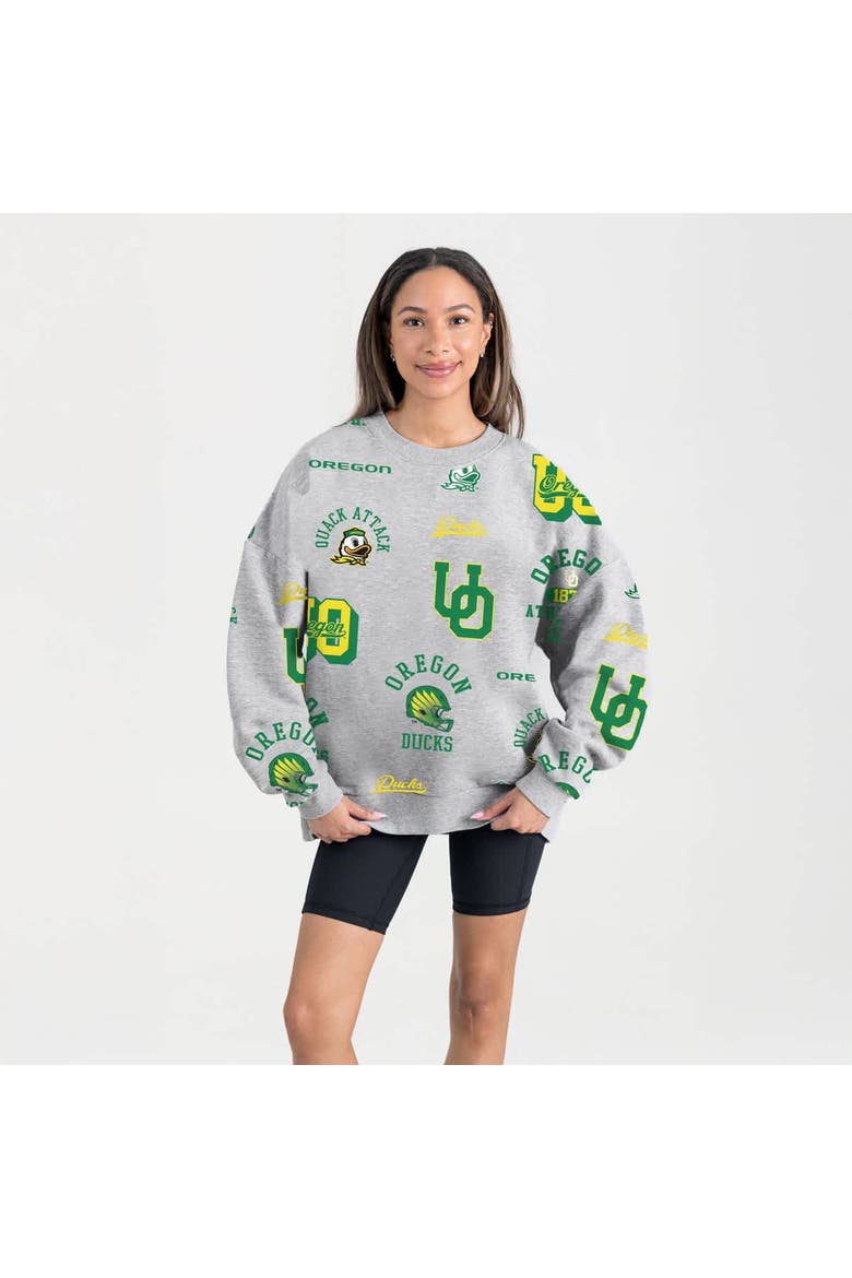 Women's Gameday Couture Gray Oregon Ducks Always on Repeat Fleece Sweatshirt, Main, color, Gray