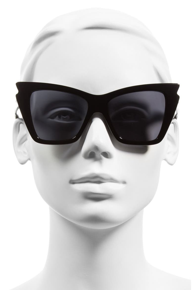 'Rapture' 55mm Bat Wing Sunglasses, Alternate, color, BLACK