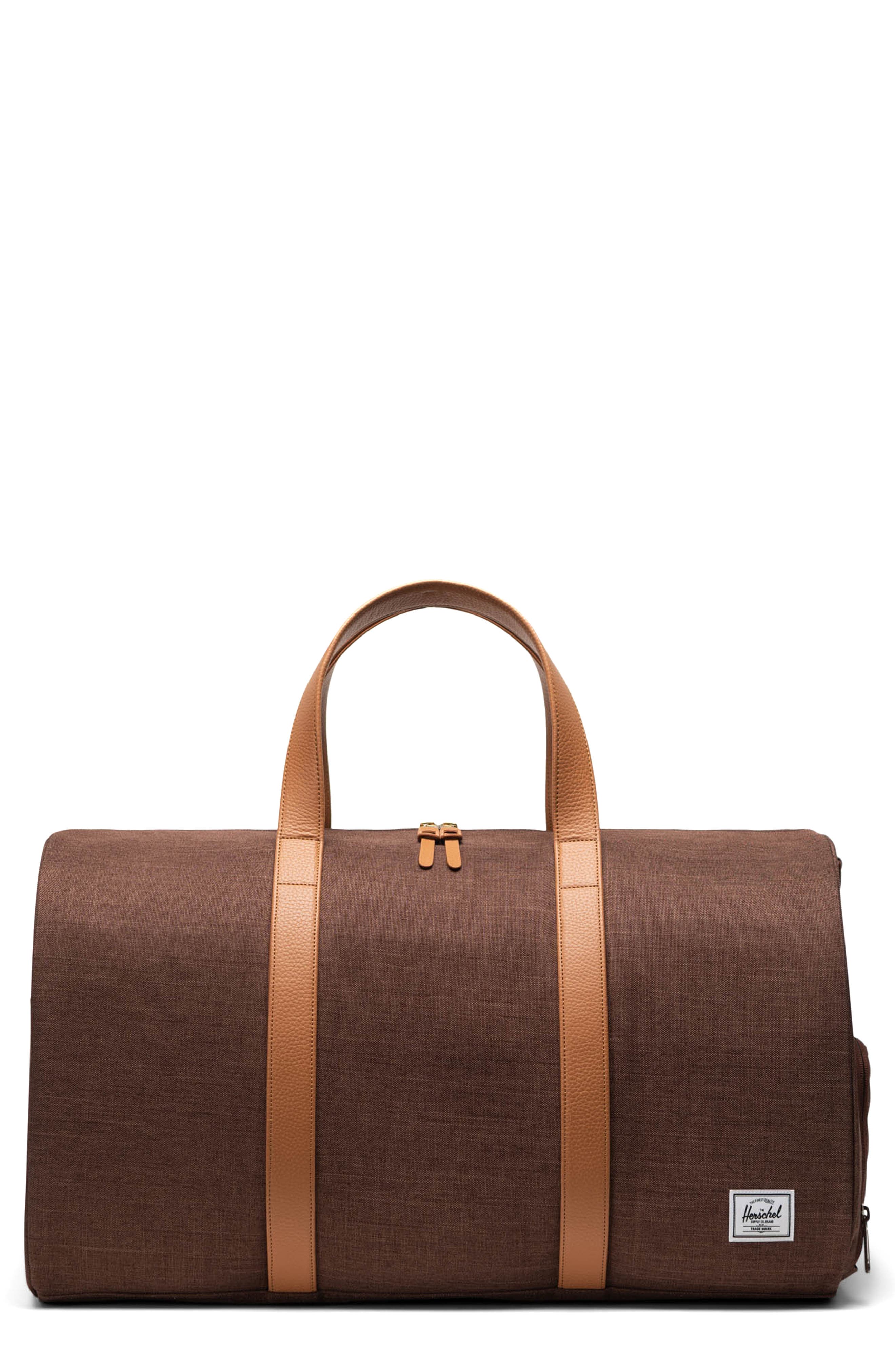 Herschel Supply Co. Novel Recycled Polyester Duffle Bag, Main, color, Potting Soil Crosshatch