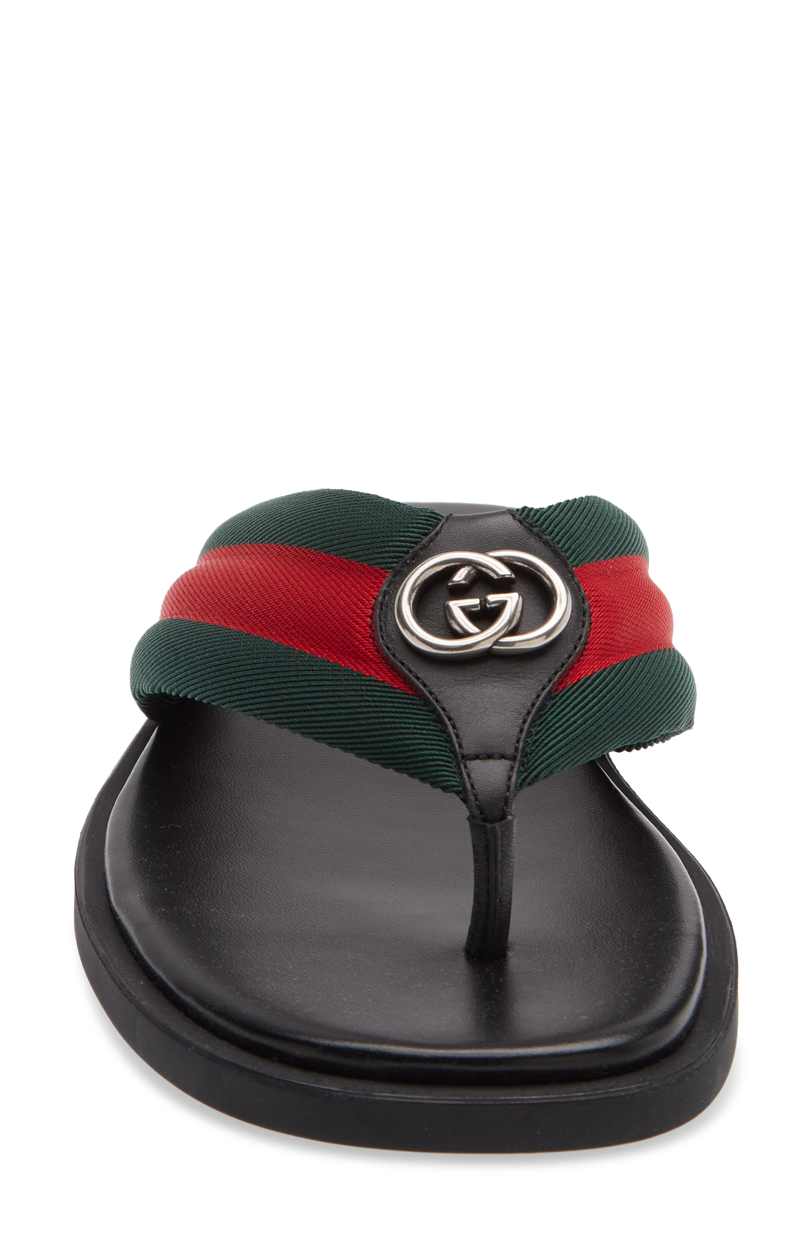 Gucci Maverik Flip Flop, Alternate, color, Green/ Red Mix Color