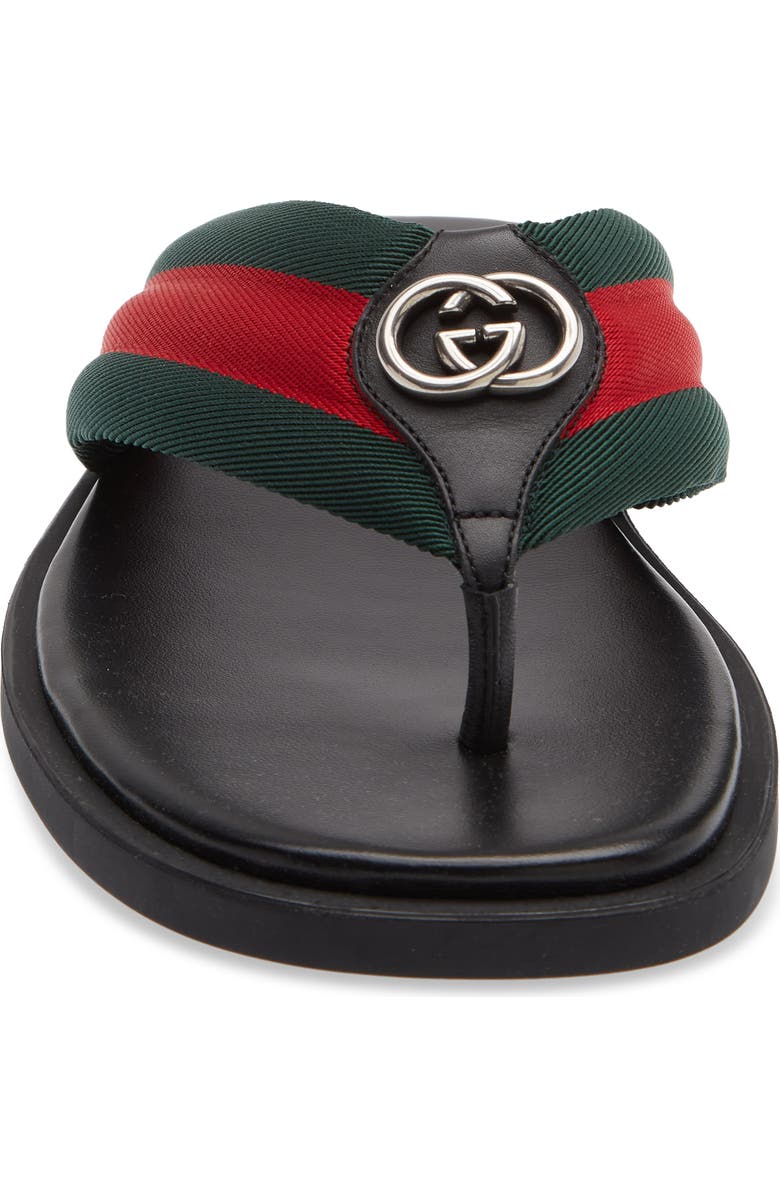 Gucci Maverik Flip Flop, Alternate, color, Green/ Red Mix Color