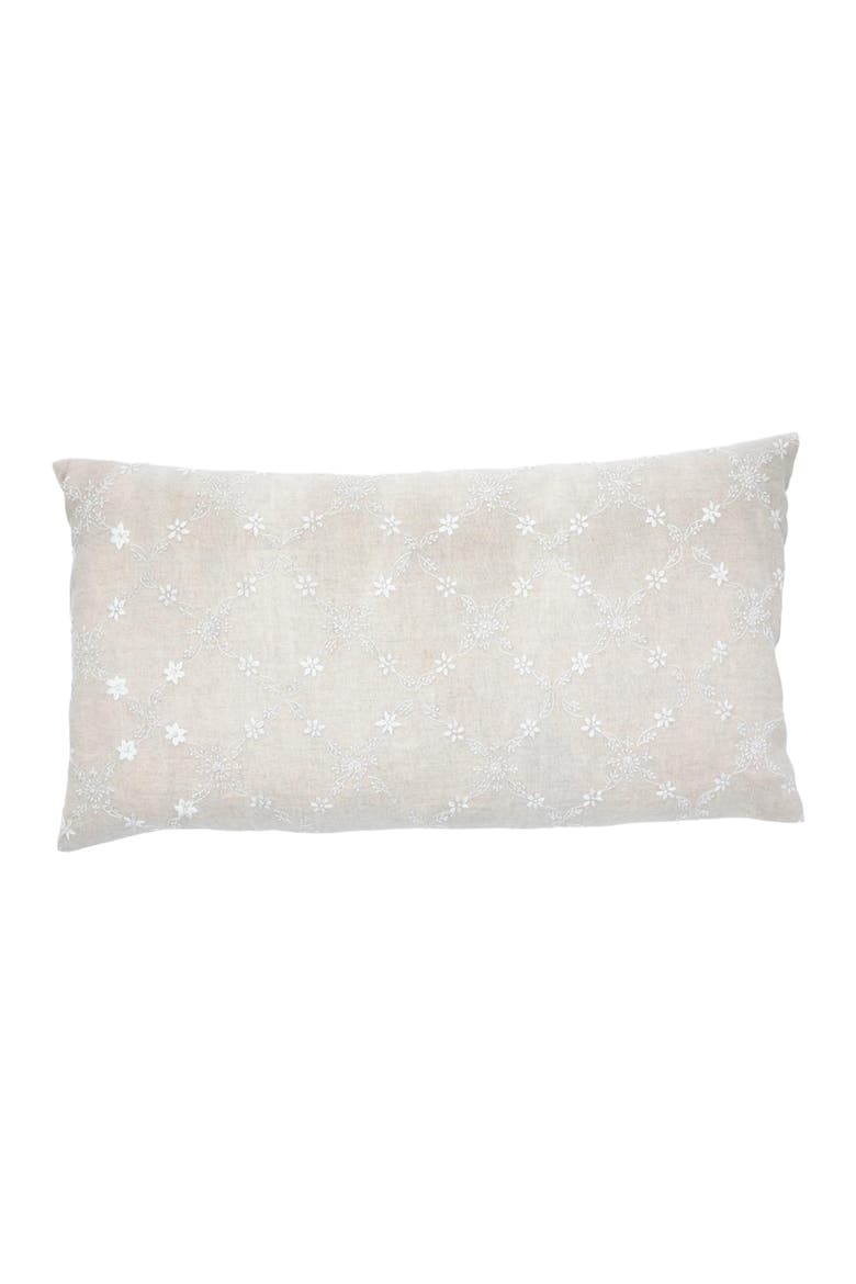 Grace Lucknow Lumbar Pillow Cover Natural Linen, Main, color, Beige/Shell