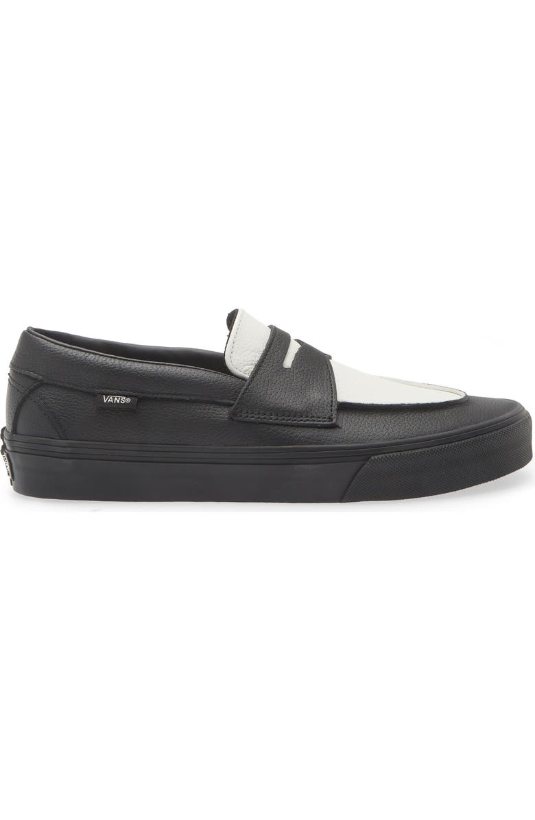 Vans Two-Tone Leather Penny Loafer, Alternate, color, Leather Black/Marshmallow