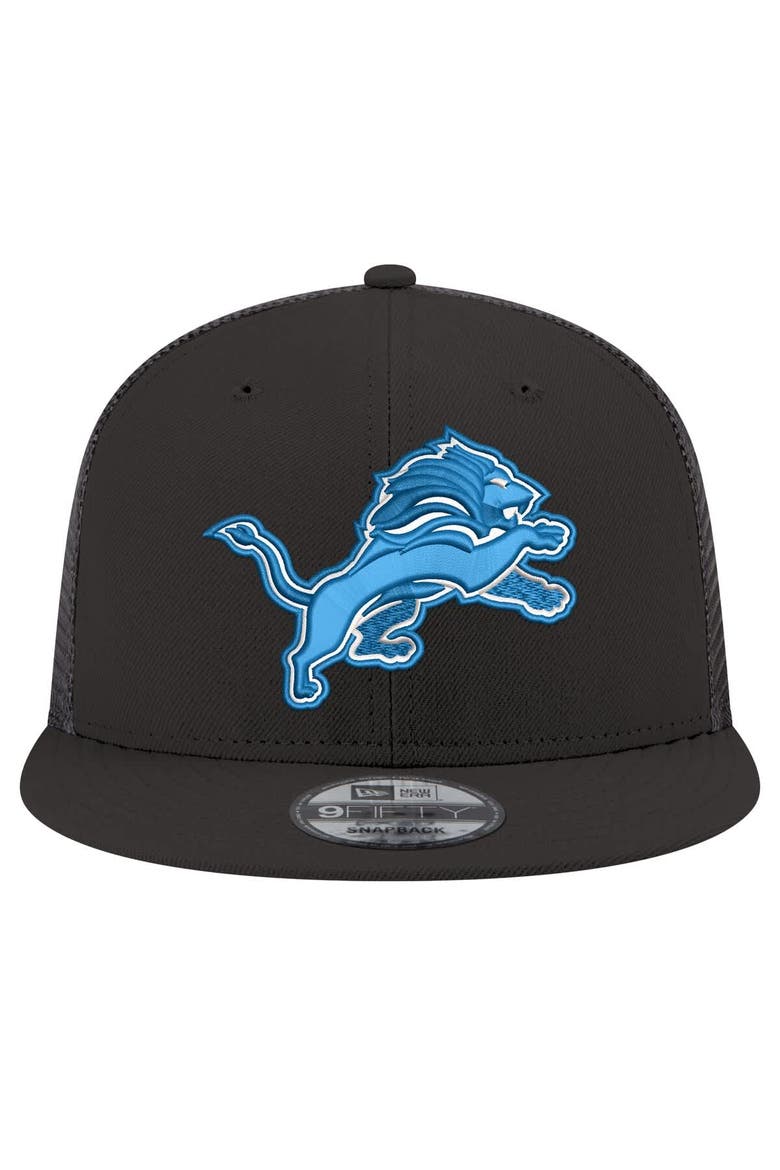 Men's New Era Black Detroit Lions Shade Trucker 9FIFTY Snapback Hat, Alternate, color, Black