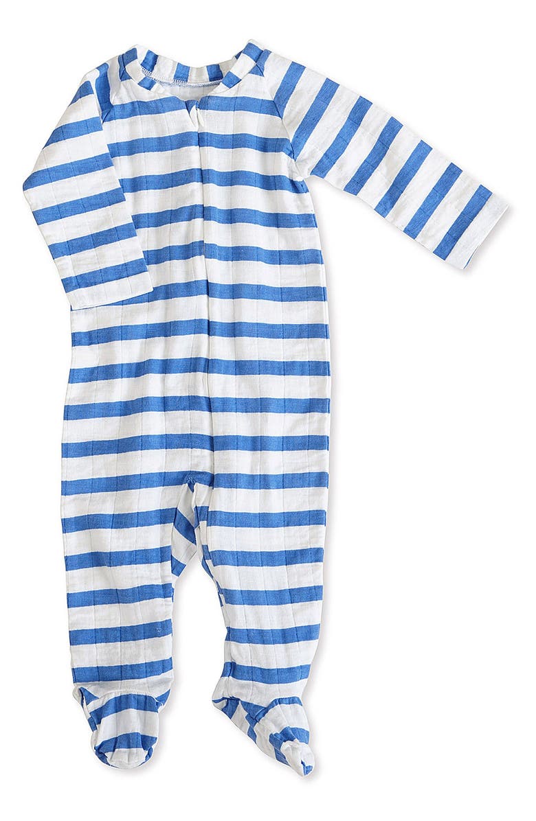aden + anais Striped Long Sleeve Zipper One-Piece, Main, color, 