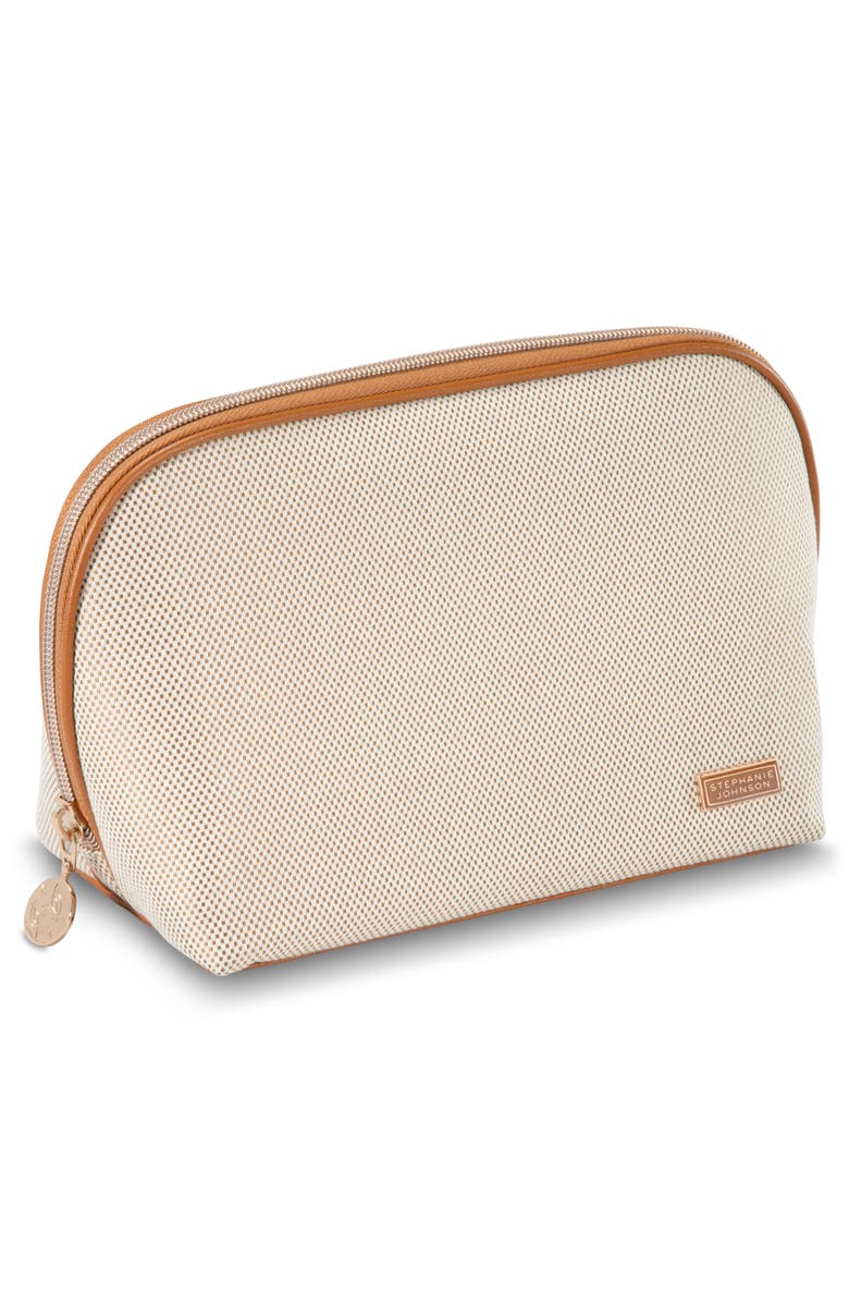 Stephanie Johnson Tropea Ivory Lola Makeup Bag, Alternate, color, Ivory