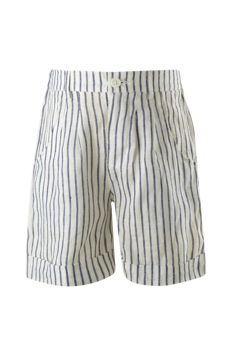 Rachel Riley Stripe Linen Shorts, Main, color, Navy