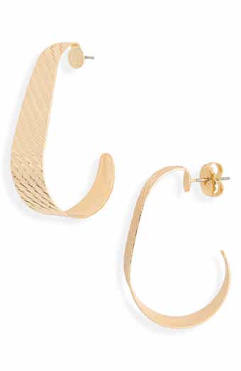Textured J Hoop Earrings
