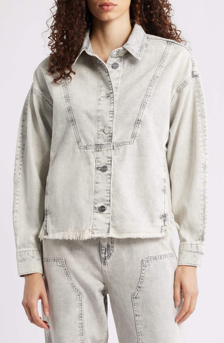 AllSaints Hettie Oversize Denim Shacket, Alternate, color, Snow Grey