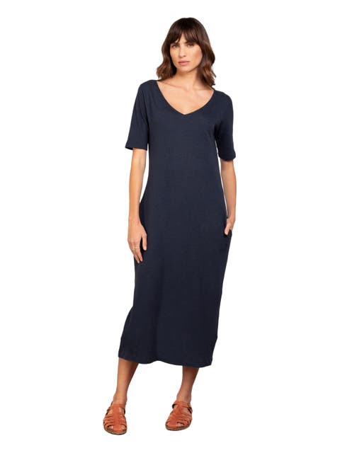 Linen Blend Midi Dress