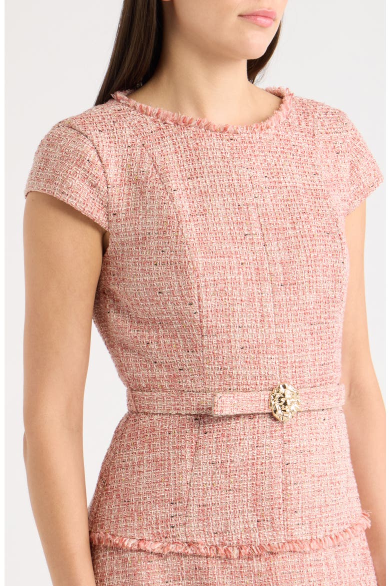 Heritage Tweed Midi Dress, Alternate, color, ANTQ CORAL MLT