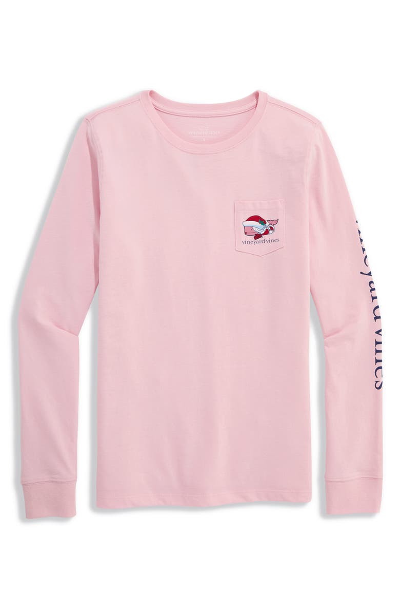 vineyard vines Mrs. Claus Whale Cotton Long Sleeve Graphic T-Shirt, Main, color, Flamingo