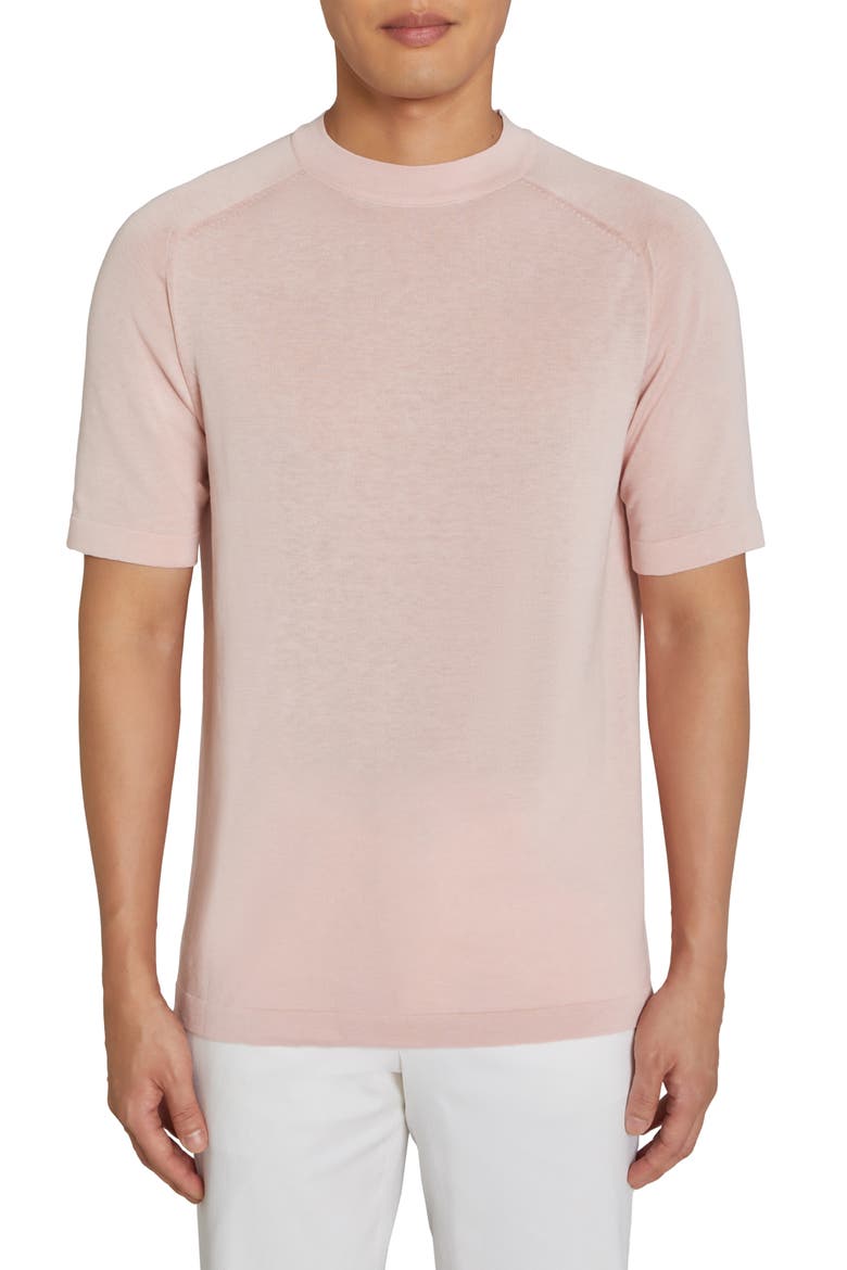 Victoria Cotton & Silk T-Shirt, Main, color, PINK