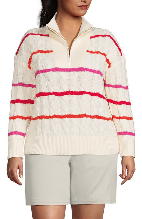 Plus Size Drifter Cable Quarter Zip Sweater