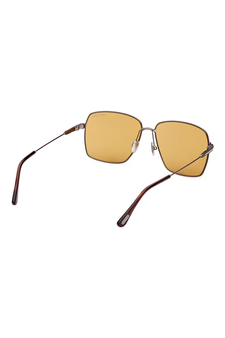 58mm Square Sunglasses, Alternate, color, SHINY GUNMETAL / BROWN