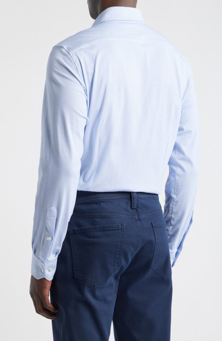 Emanuel Berg 4Flex Stretch Modern Fit Microprint Knit Dress Shirt, Alternate, color, Light Pastel Blue