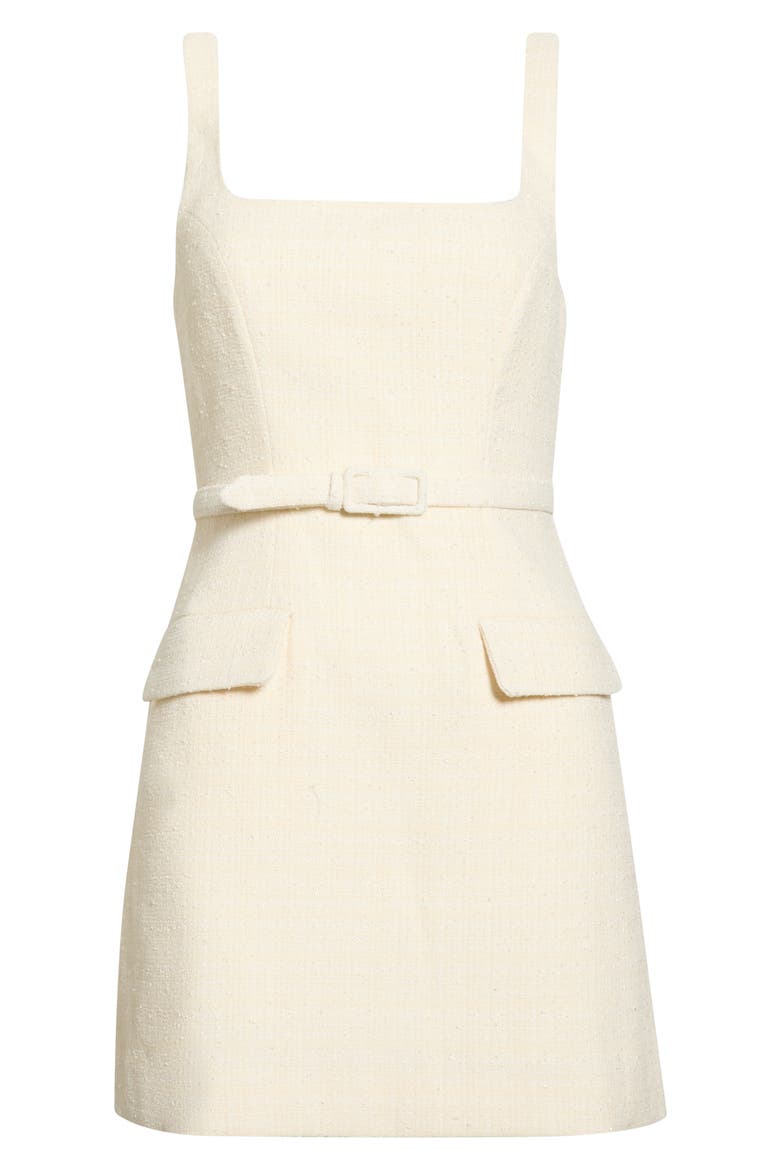 Adelyn Belted Tweed Minidress, Alternate, color, IVORY