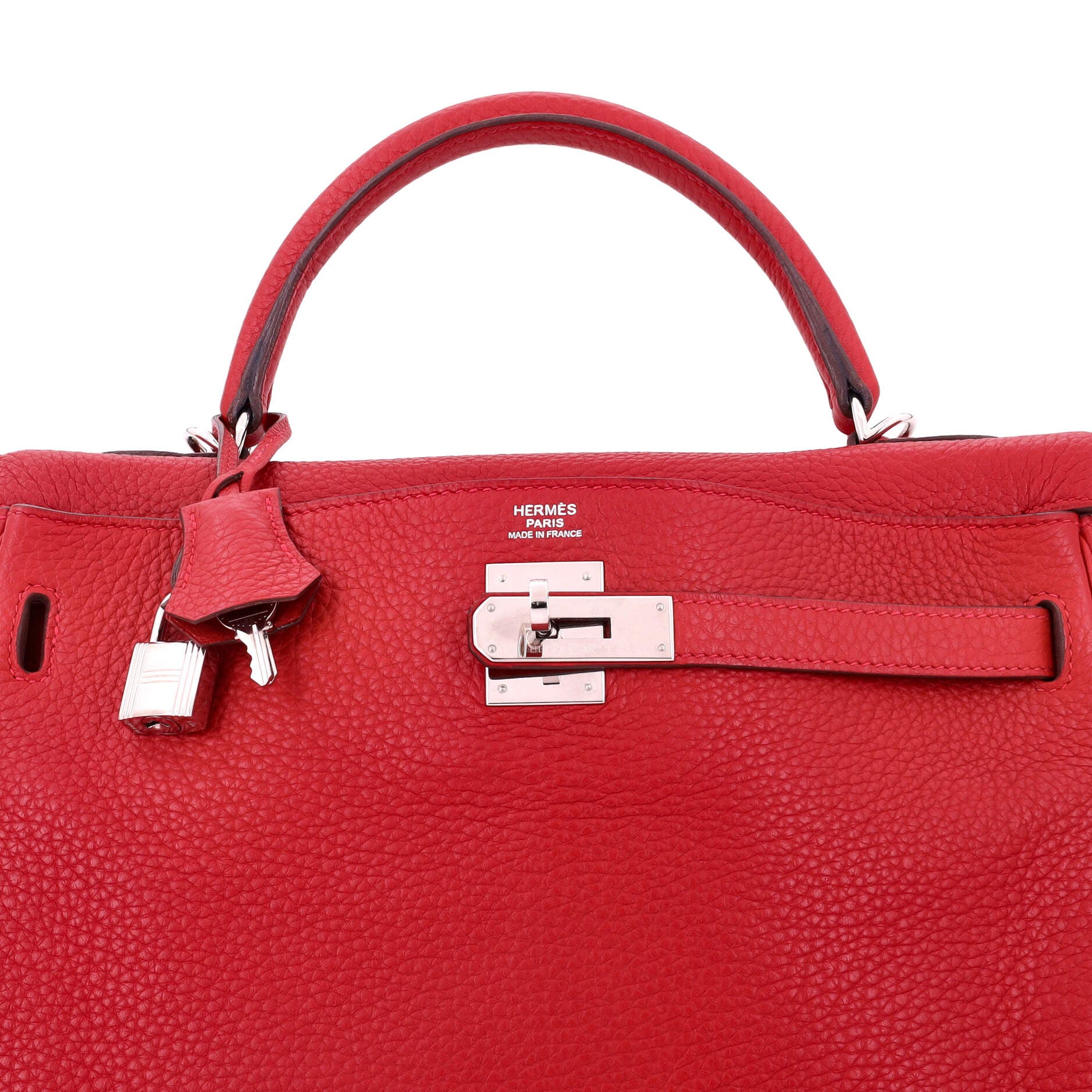 Pre-Owned Hermes Kelly Handbag Red Togo with Palladium Hardware 32, Alternate, color, 