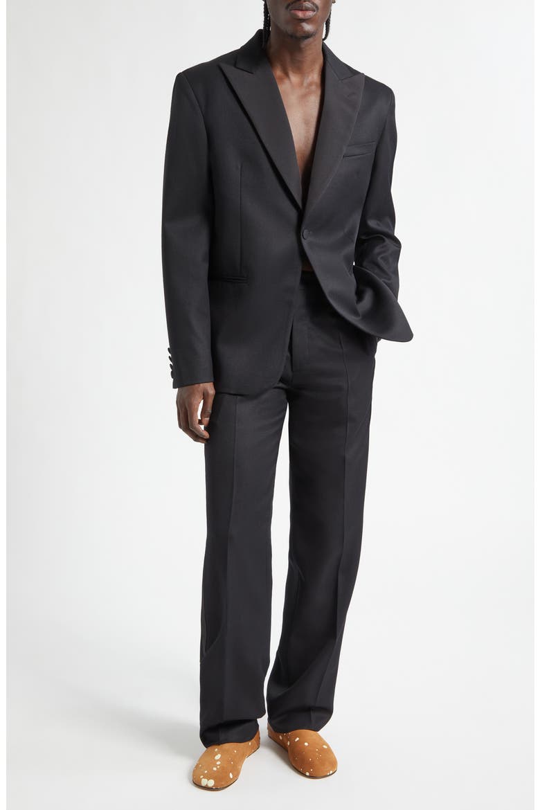 Pleated Black Wool Tuxedo Pants, Alternate, color, BLACK