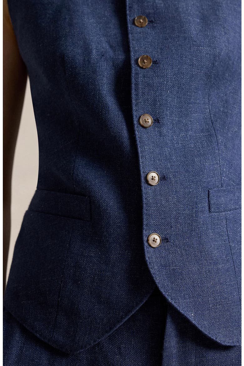 Linen & Cotton Vest, Alternate, color, BLUE MELANGE