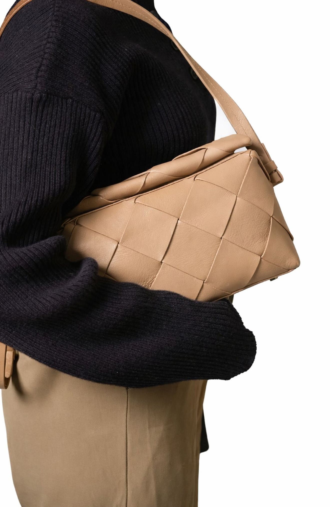 Maude Woven Leather Crossbody Bag, Alternate, color, OATMEAL