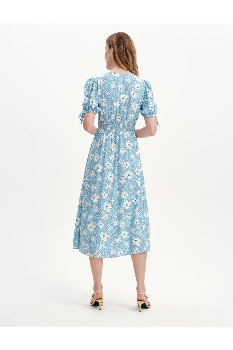 Margot Button Through Midi Dress, Alternate, color, Blue Ditsy