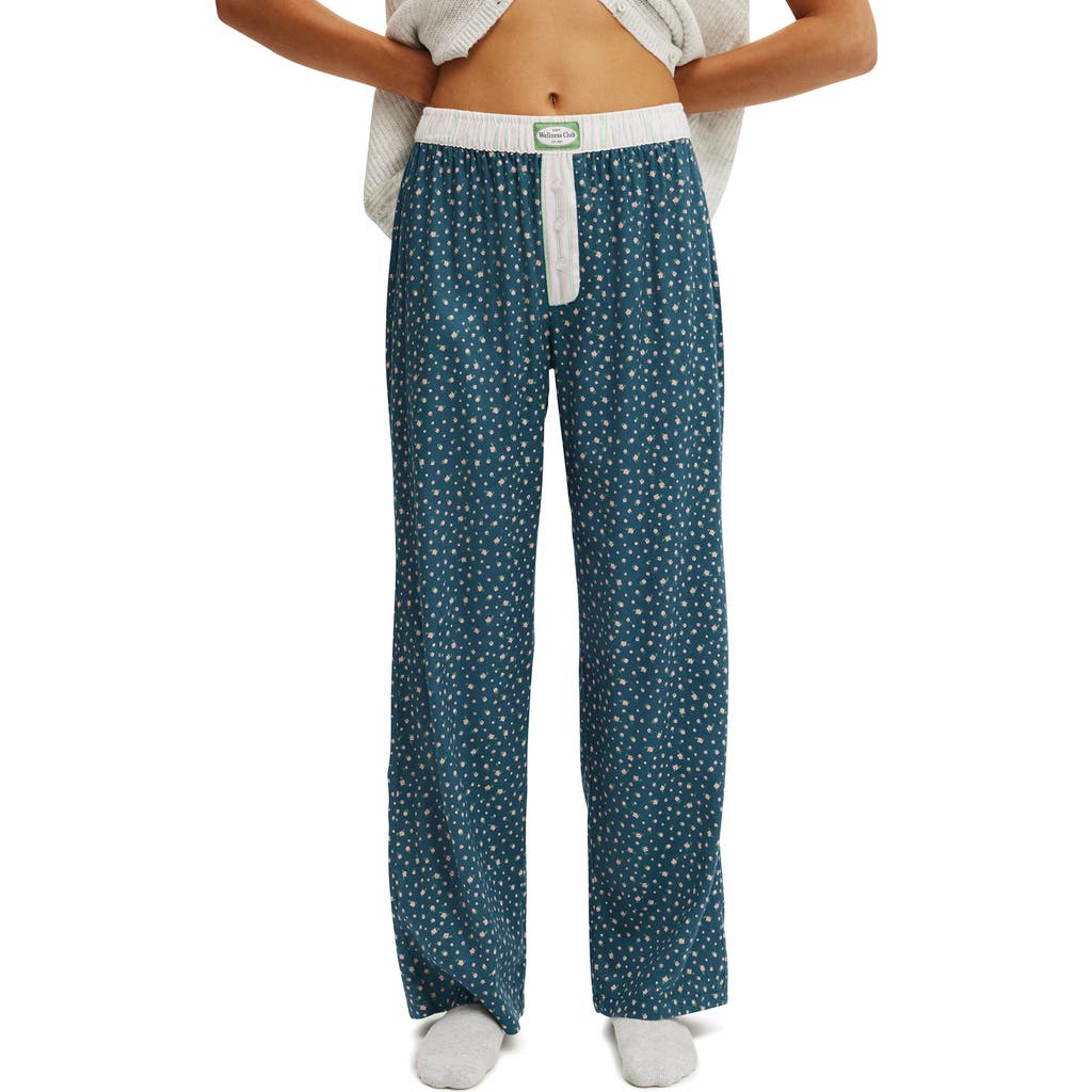 Cotton On Body Flannel Wide Leg Pant In Blue