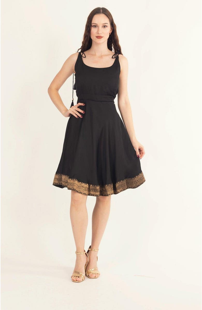 RAAS Zila Mini Dress with Bow Tie, Alternate, color, Black