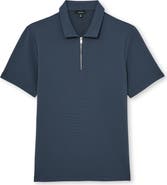 Reiss Forno Textured Quarter Zip Polo