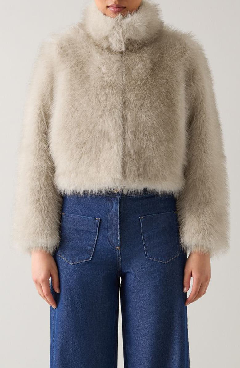 LK Bennett Noah Faux Fur Coat, Main, color, Birch