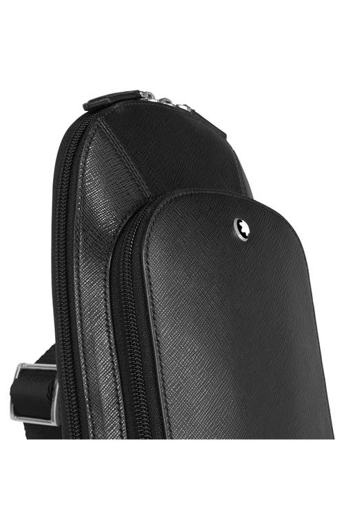 Montblanc Leather Crossbody Bag With Adjustable Strap And Metal Hardware In Black