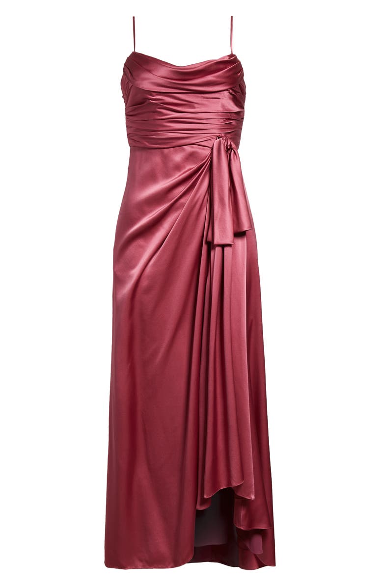 Cinq à Sept Kasia Ruched High-Low Silk Maxi Dress, Alternate, color, Shallot