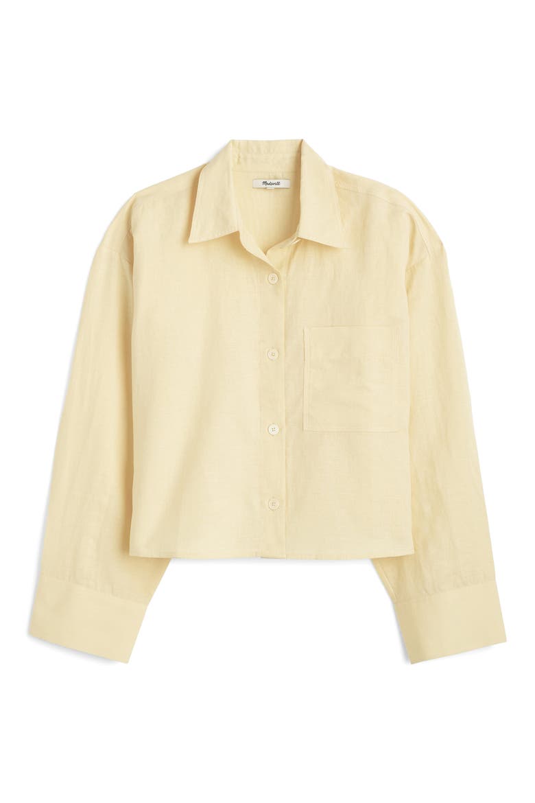Linen & Cotton Straight Hem Shirt, Alternate, color, CANDLELIGHT