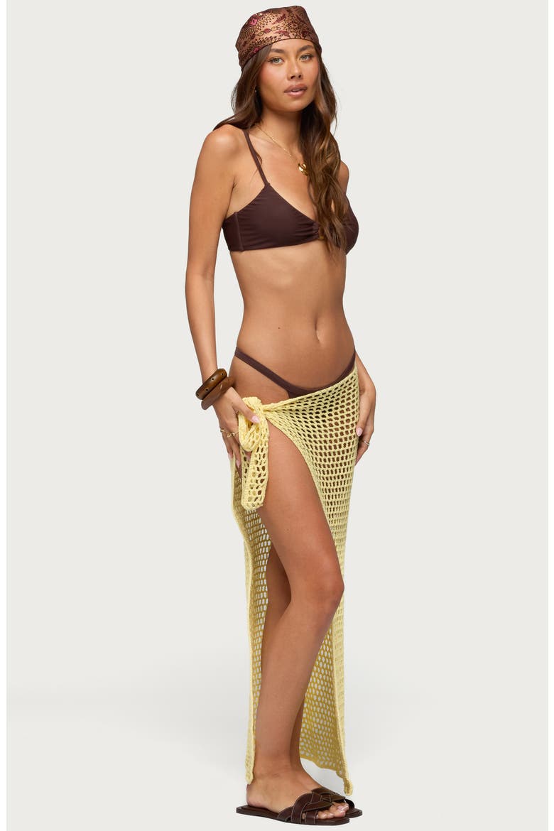 Avigail Crochet Cotton Maxi Sarong, Alternate, color, YELLOW