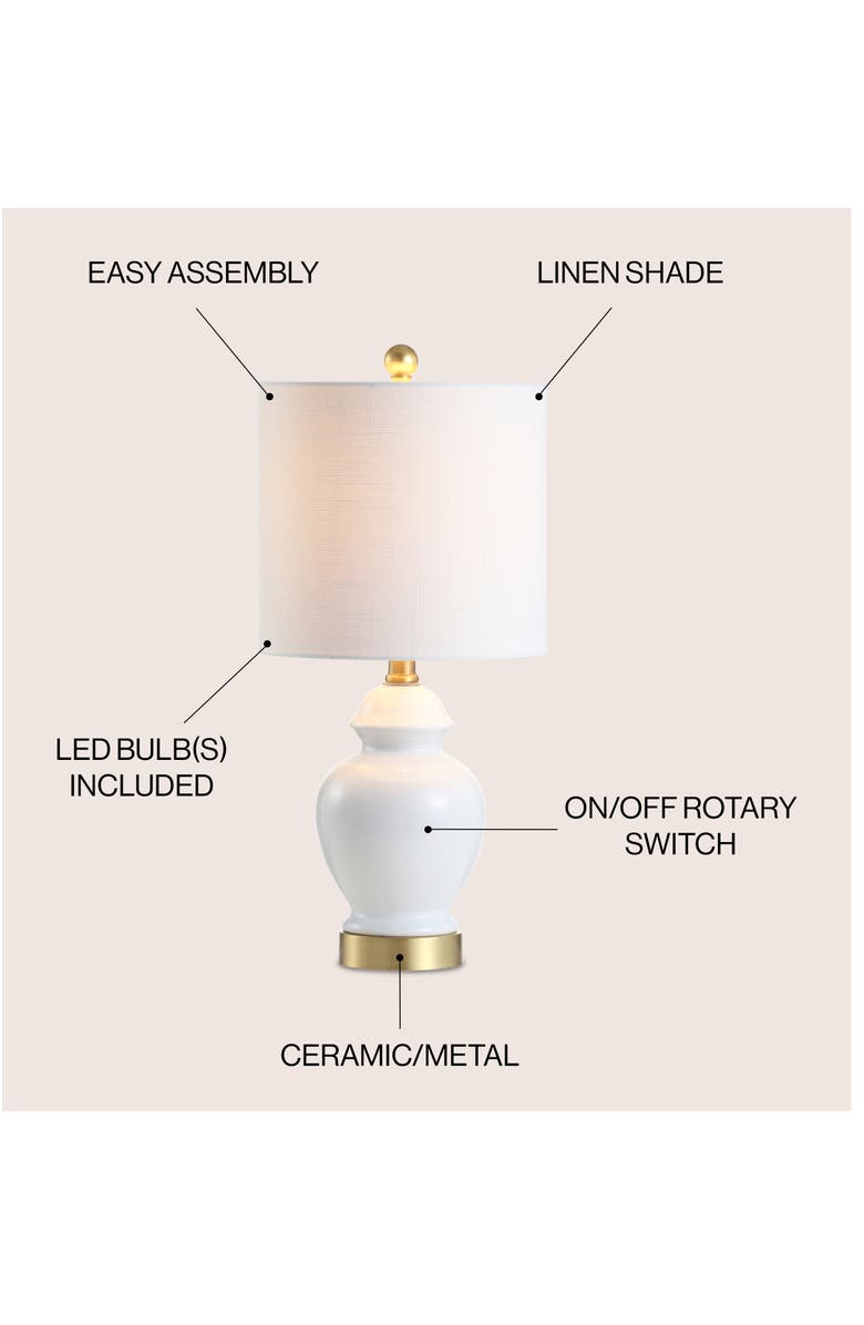 JONATHAN Y Perry Ceramic/Metal LED Table Lamp, Alternate, color, White