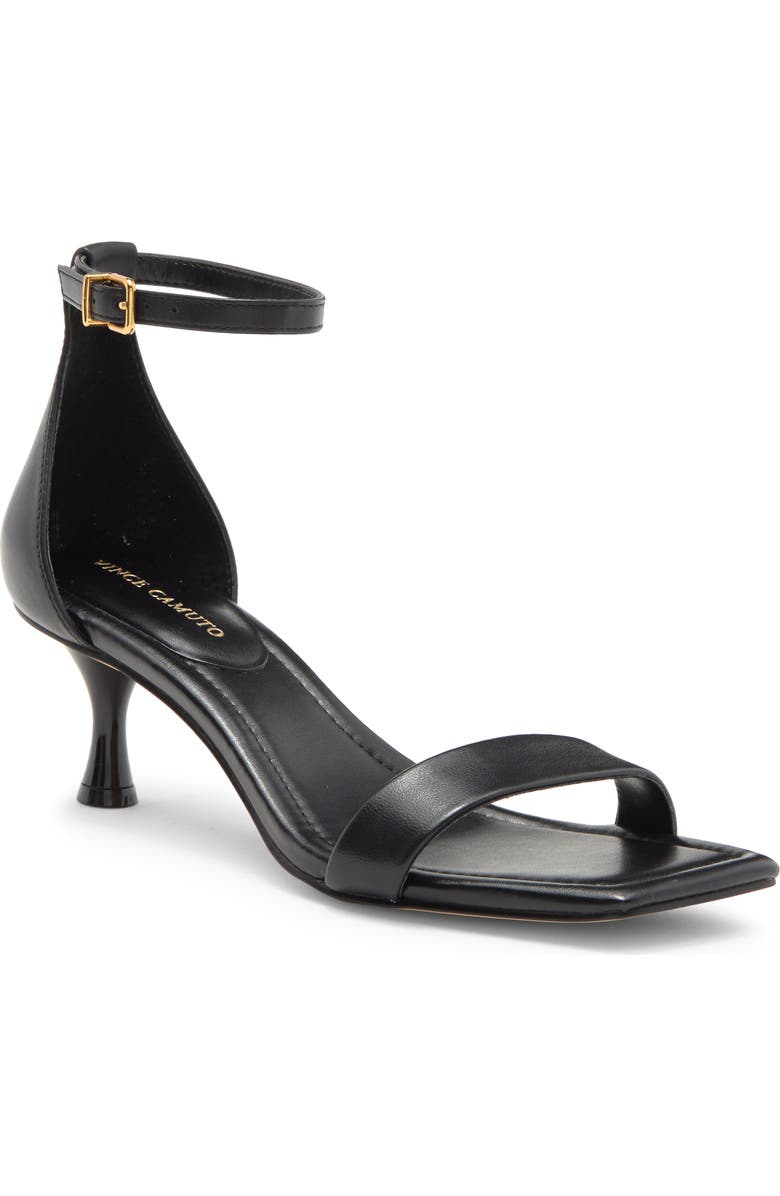 Vince Camuto Vinkely Square Toe Kitten Heel Sandal, Main, color, Black Soft Nappa Silk