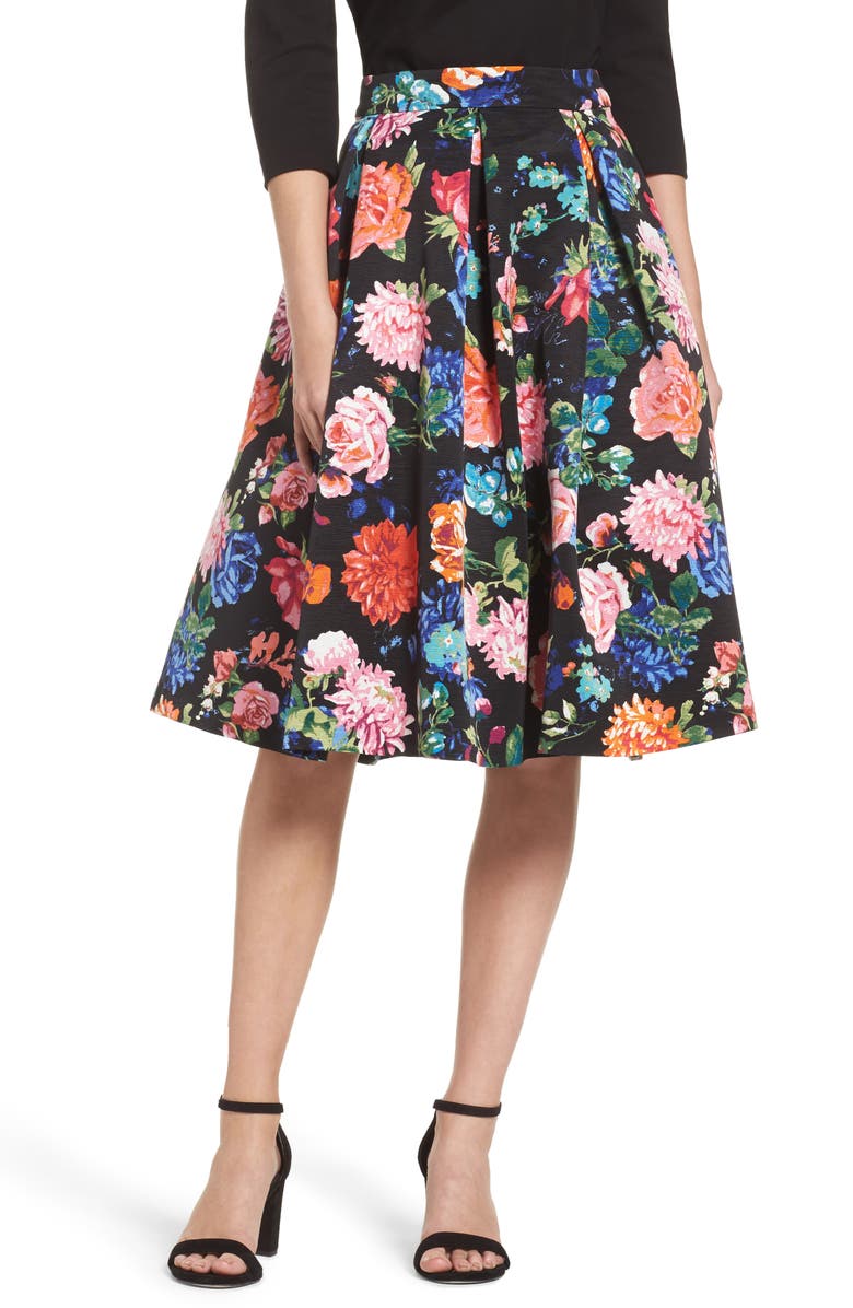 Eliza J Floral Midi Skirt, Main, color,