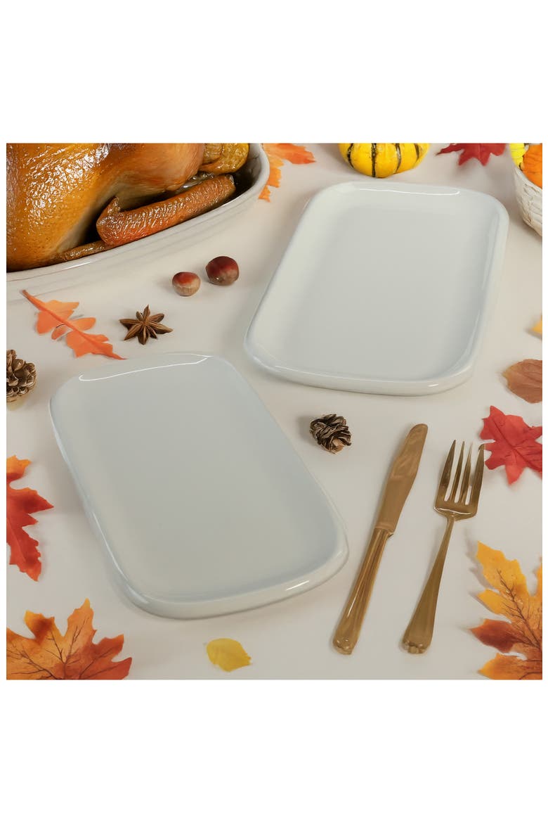 Set of 2 Assorted Impulse Rectangular Platters, Alternate, color, WHITE
