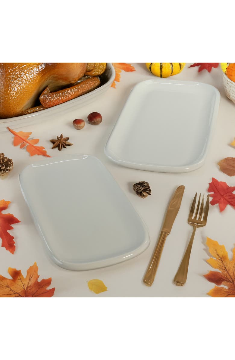 BIA Cordon Bleu Set of 2 Assorted Impulse Rectangular Platters, Alternate, color, White