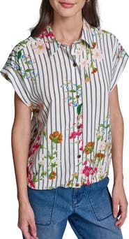 KARL LAGERFELD PARIS Floral & Stripe Button-Up Shirt