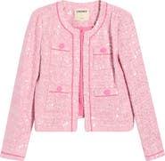 L'AGENCE Niko Bracelet Sleeve Tweed Jacket