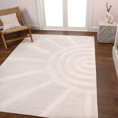 Jonathan Y Aelius Midcentury Scandinavian Abstract Sun Two-tone High-low Area Rug In White/cream