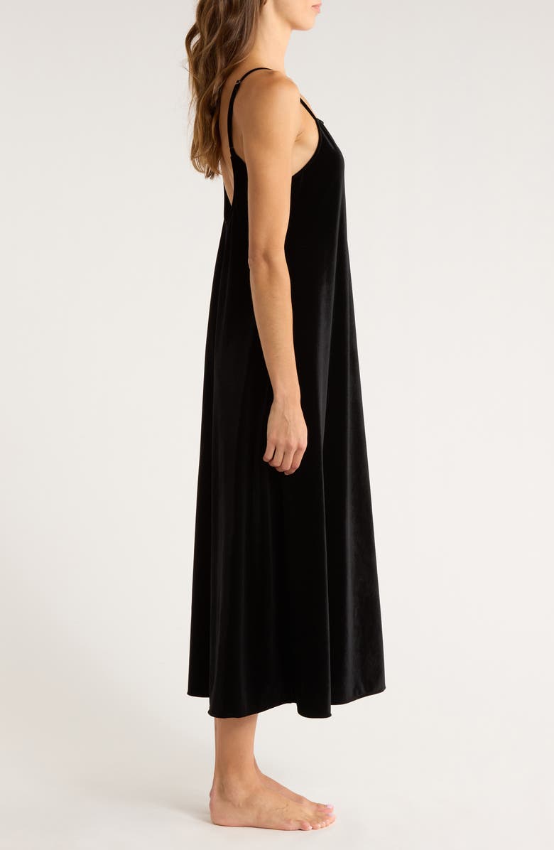 Natori Natalie Open Back Velvet Nightgown, Alternate, color, Black