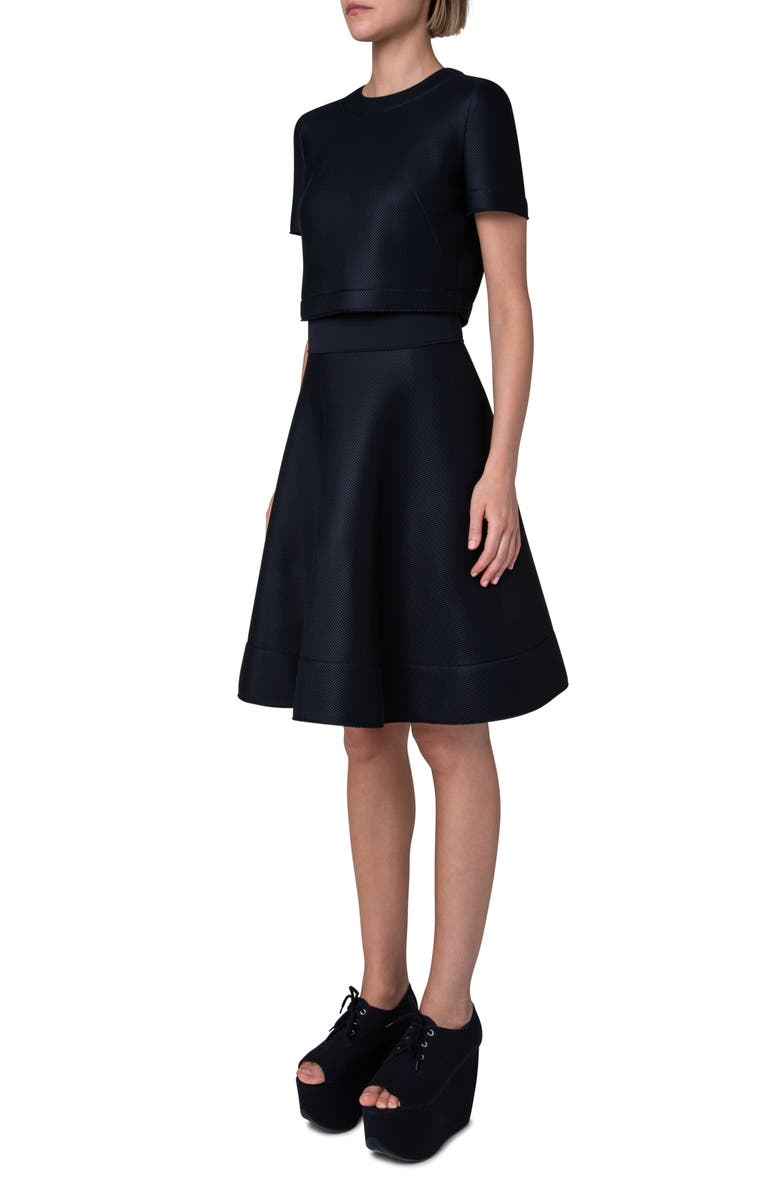 Akris Techno Grid Fit & Flare Dress, Alternate, color,