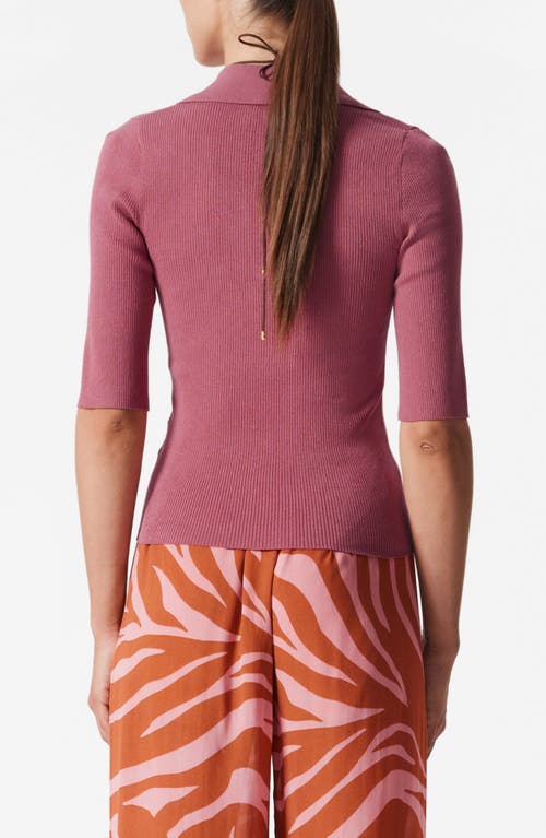 & Other Stories Knit Ribbed Top With Polo Collar In Pink